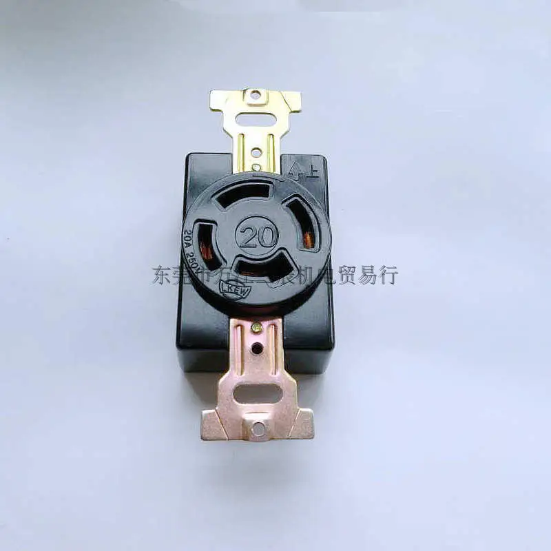 black three-phase four wire electric wood socket anti loosening self-locking Taiwan concealed socket LK2420F 20A25V04P