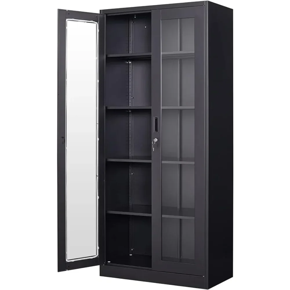 Bookcases Display Cabinet with Glass Doors, Cabinets, Locking Glass Cabinet Display Case for Home,Bookcases