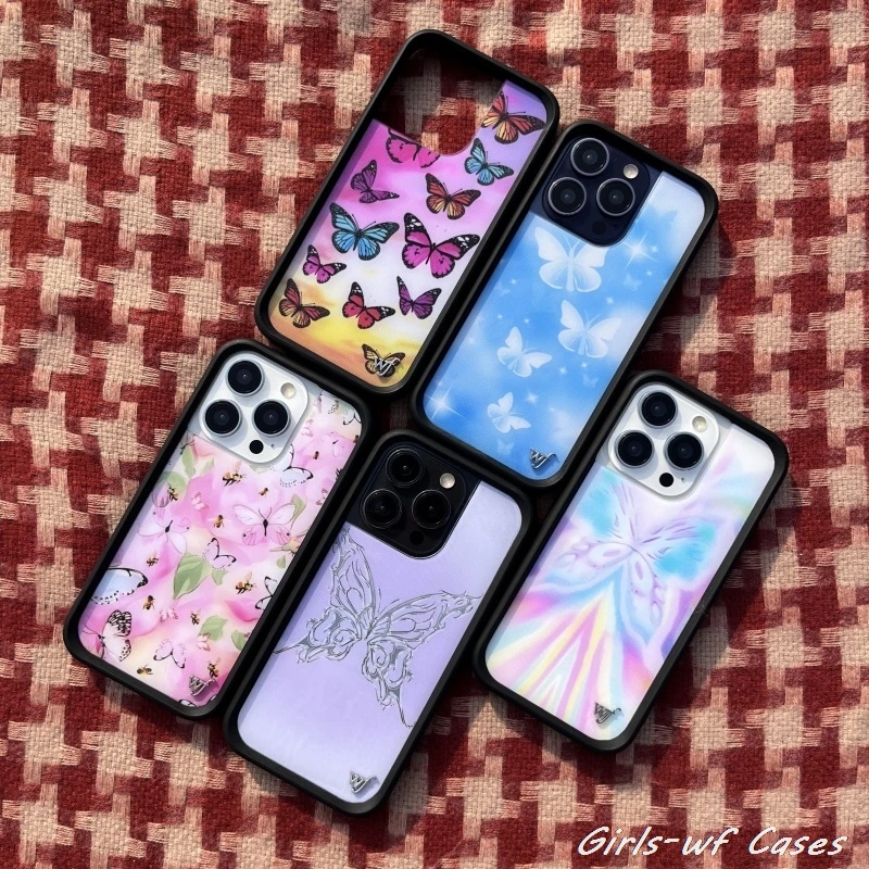 حافظة لهاتف آيفون 12 13 14 15 16 17 Pro Max Plus Air Wild wf غطاء فراشة مخدر