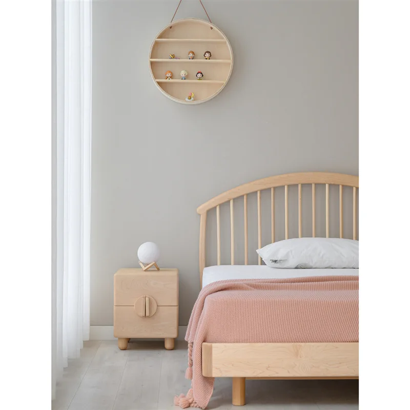 

Moon Canyon Windsor Bed, Maple Full Solid Wood Bed Backrest Single Bed, Boys and Girls Room Furniture