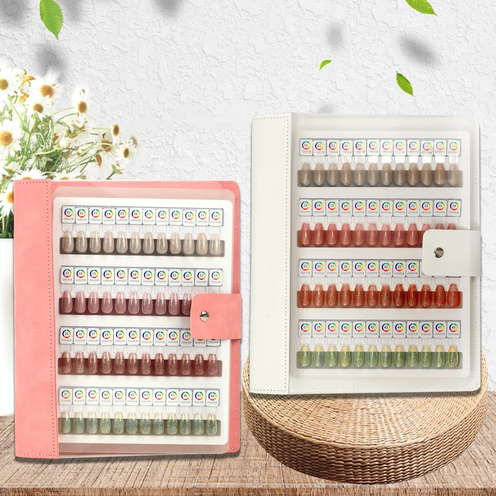 48-Colours Advanced Magnetic Nail Art Book Removable Inner Pages Reusable Nail Tips Quick Colour Testing Nail Art Accessories
