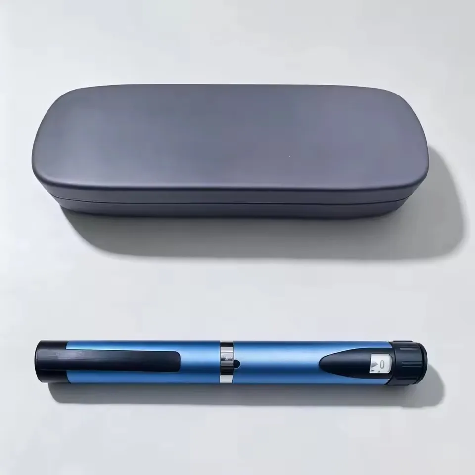 Reusable Blue 60U Peptide Injector w/ Case Adjustable Dose Dial Semaglutide Micro-dosing Pen Weight Loss