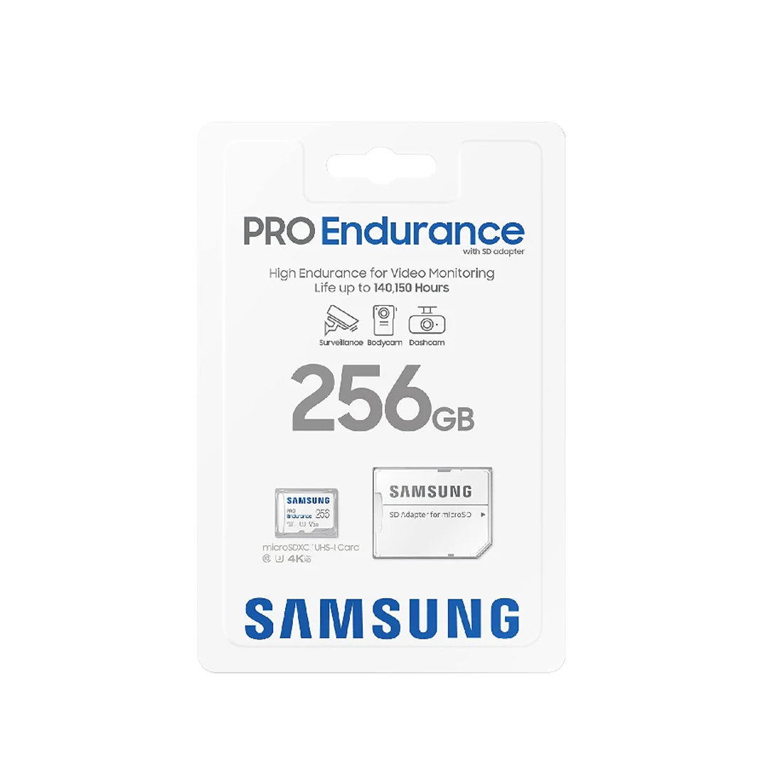 Original Samsung PRO Endurance 256GB 128GB MicroSDXC Memory Card with Adapter for Dash Cam, Body Cam Security Camera C10, U3