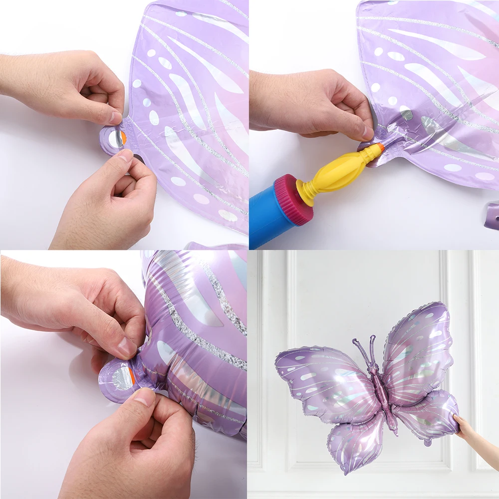 21/24-teiliges Perlmutt-Lila-Rosa Ballonset mit Schmetterling- und Pilz-Folienballons für Babyparty, Prinzessinnen-Geburtstag, Frühlings-Feenparty-Zubehör – Detail 8