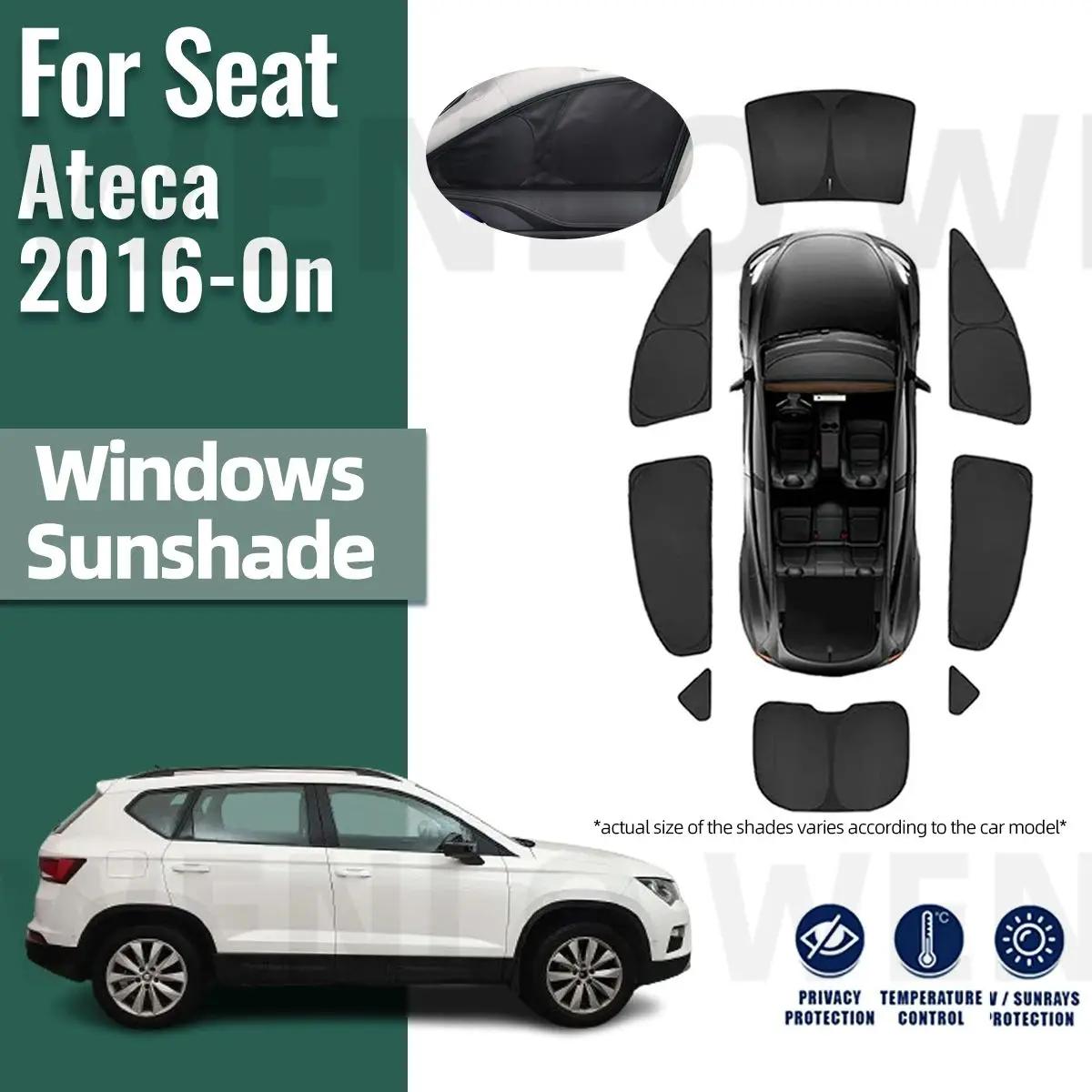 

For Seat Ateca 2016-2020 2021 2022 2023 Full Cover Car Sunshade Front Windshield Frame Curtain Rear Side Window Sun Shade Visor