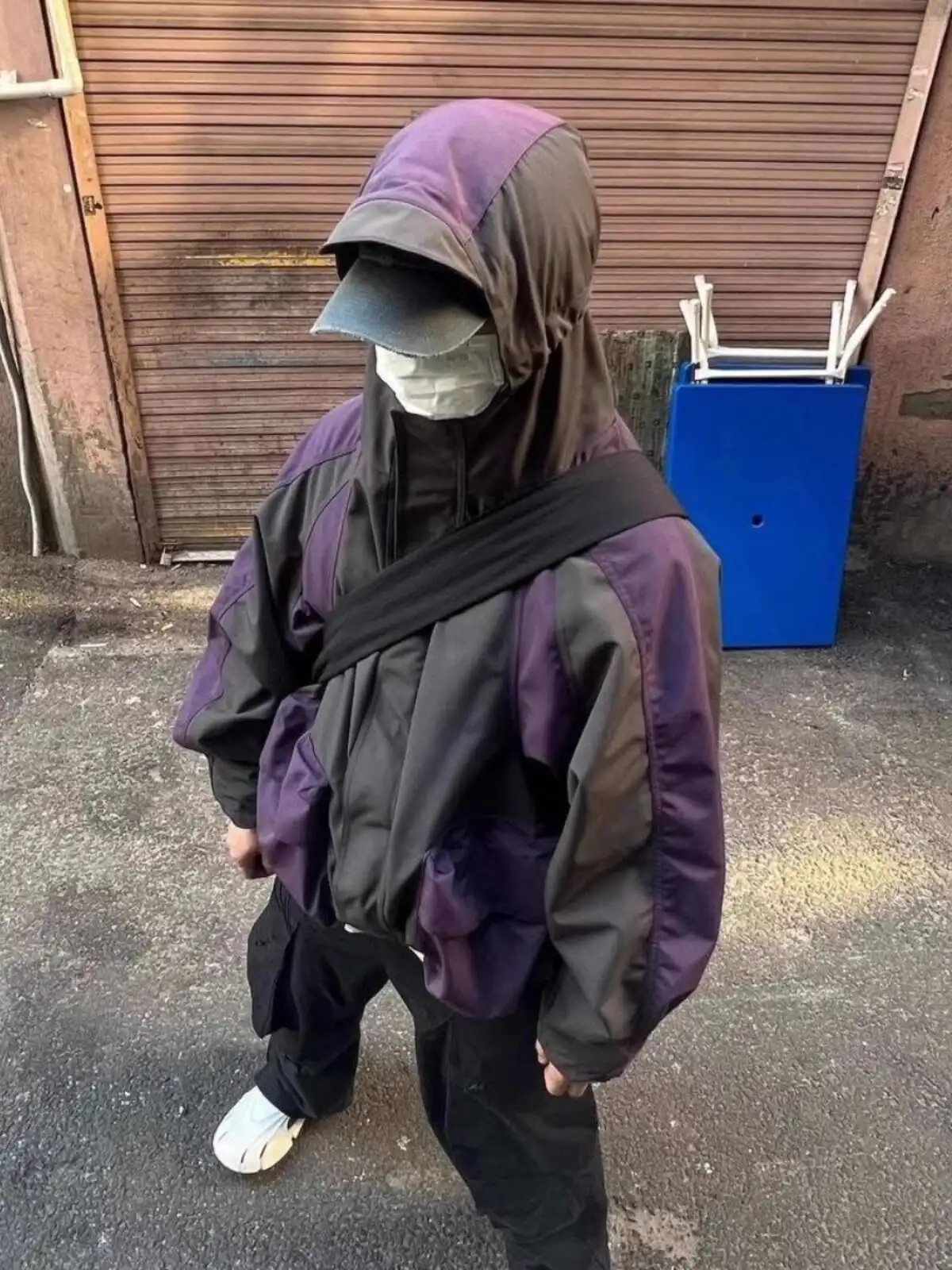 Man Trench Jacket Functional Style Spliced Assault Suit, American Style High Street Coat Men's And Women's Workwear Jacket