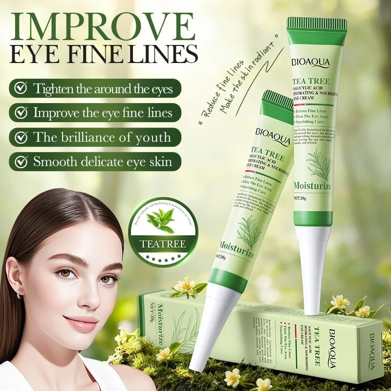 BIOAQUA Tea Tree Salicylic Acid Eye Cream Reduce Fine Lines Firm Around Eyes Anti Dark Circles Moisturizing Eye Care Cream