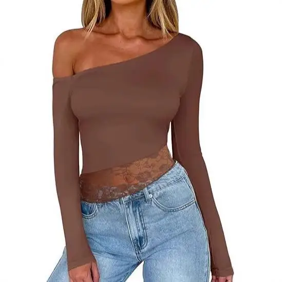 

Lace Side Length irt Women's Pullover Streetwear Long Sve Pure Color Other Sle No Brand Street Faion Winter Collection