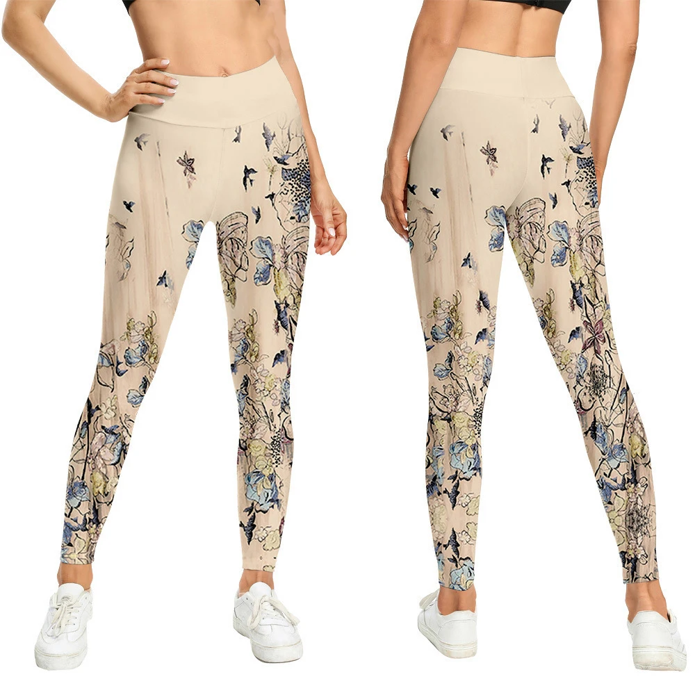 Leggings de cintura alta con estampado 3D de mariposa para mujer, mallas con estampado de animales, informales, a la moda, para Fitness, talla grande, 2023