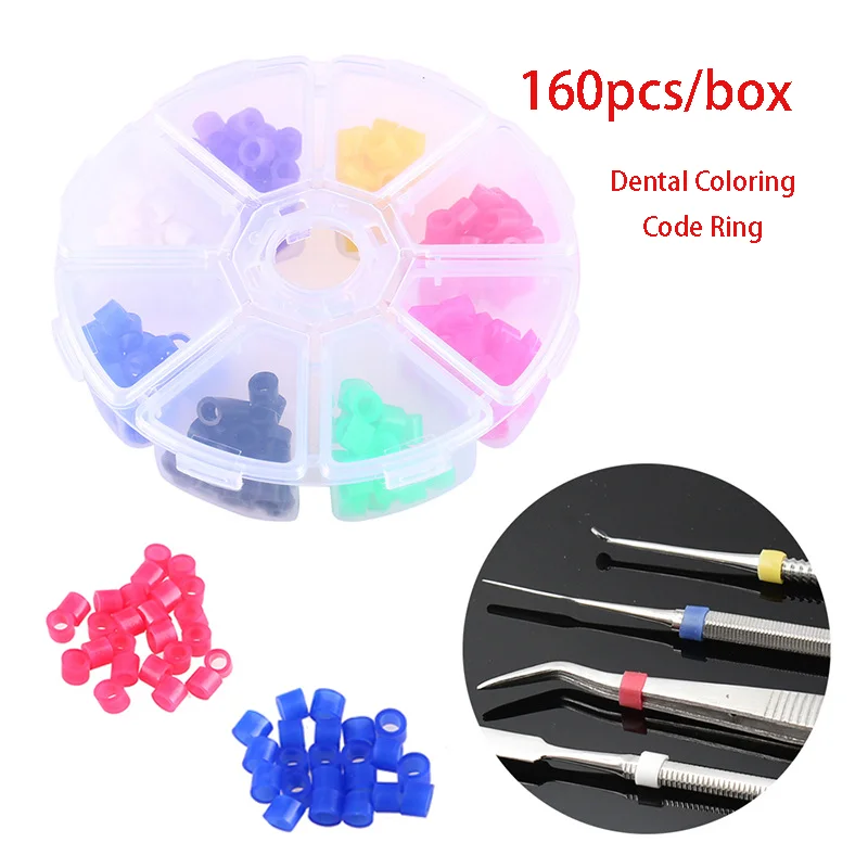 160pcs/Box Dental Instrument Code Rings Identification Circle Dental Coloring Code Ring Autoclavable Dentist Lab Material Tools