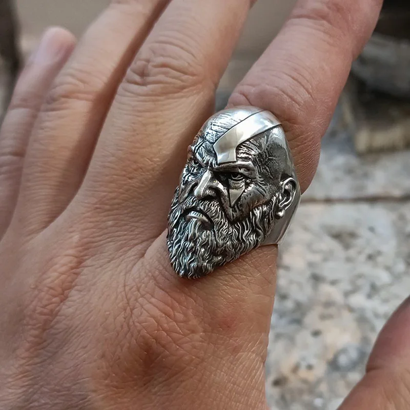 Vintage God of War Kratos Opening Ring for Men Metal Adjustable Rings Gamer Fans Punk Hip Hop Party Jewelry Accessories Gift