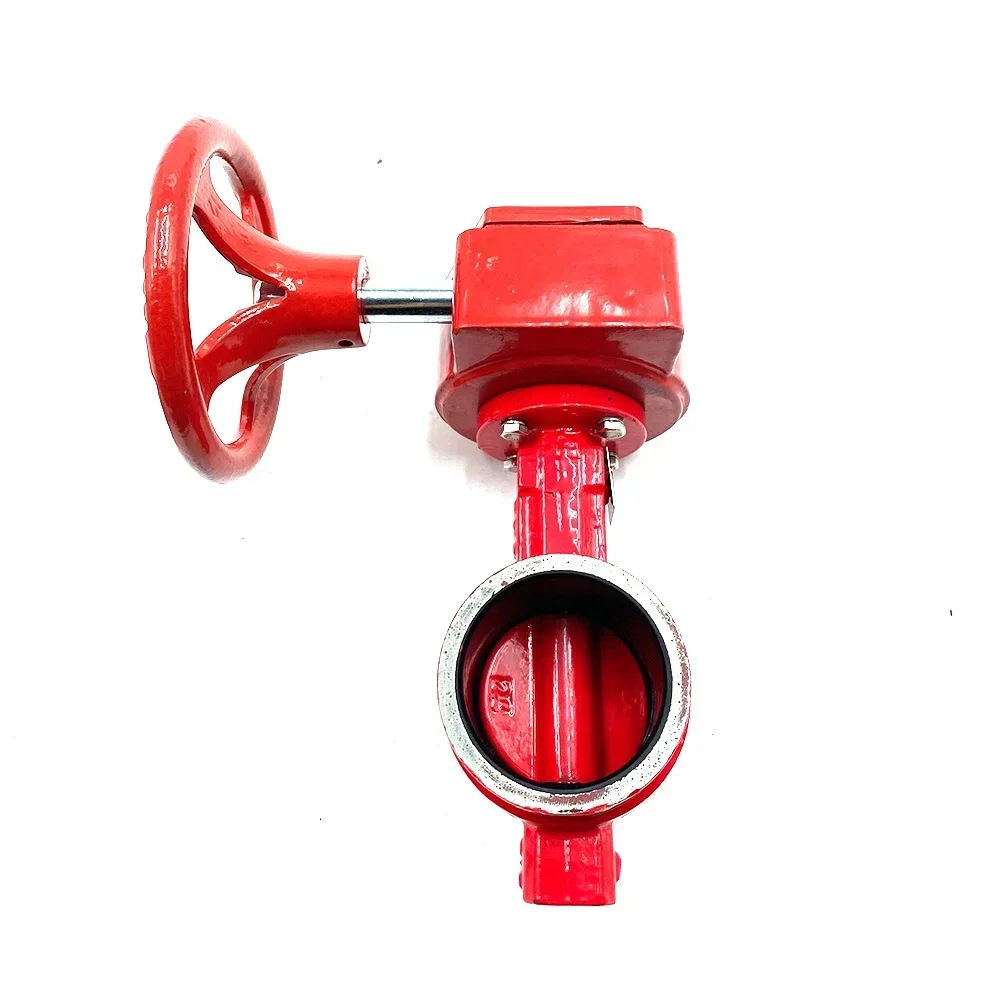 วาล์วผีเสื้อแบบเวเฟอร์เหล็กดัดขึ้นรูปชนิดร่องปลาย พร้อมกล่องเกียร์ส่งสัญญาณ สำหรับระบบดับเพลิง