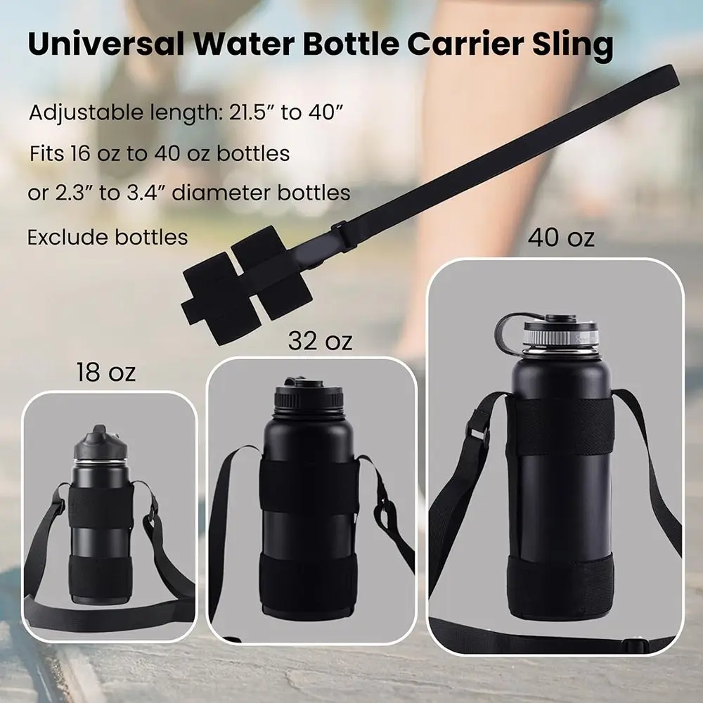 Portable Universal Water Bottle Carrier Sling Travel Elastic Bottle Shoulder Strap Adjustable Water Bottle Holder