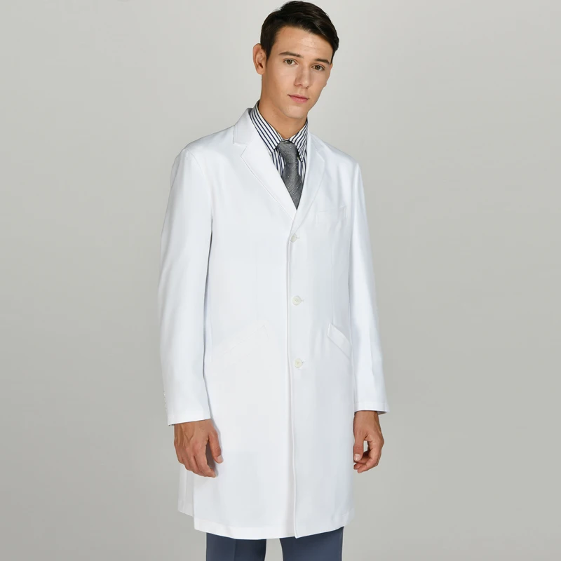 

Высококачественный мужской лабораторный халат, длинный белый халат, униформа врача, рабочая одежда для стоматологических клиник и аптек, полиэстер