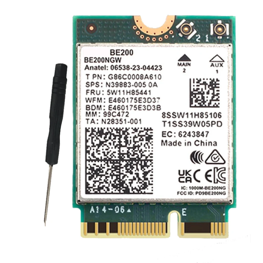 WIFI 7 BE200 BE200NGW WiFi Card+Screwdriver BT 5.4 802.11AX Tri-Band M.2 NGFF Wireless Network Adapter for Win10/11