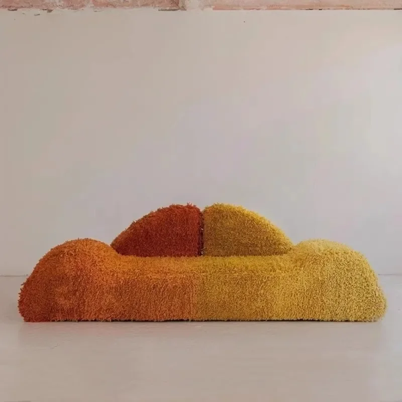 Light luxury polar bear sofa living room large hotel flocked fabric villa sofa