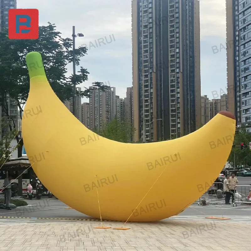 Shopping mall decoration inflatable banana yellow realistic fruit 3m huge summer fruit festival prop