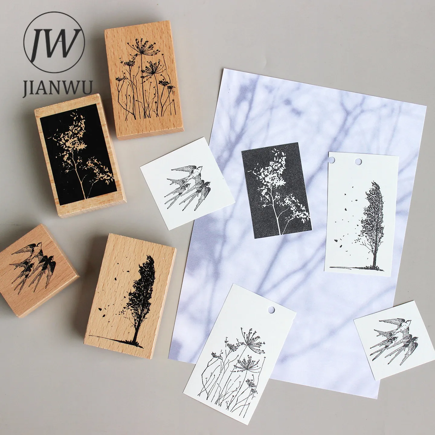 

Деревянный штамп JIANWU в винтажном стиле с изображением ласточки, цветов и ландшафта, для творчества, рукоделия, студенческих принадлежностей и канцелярии