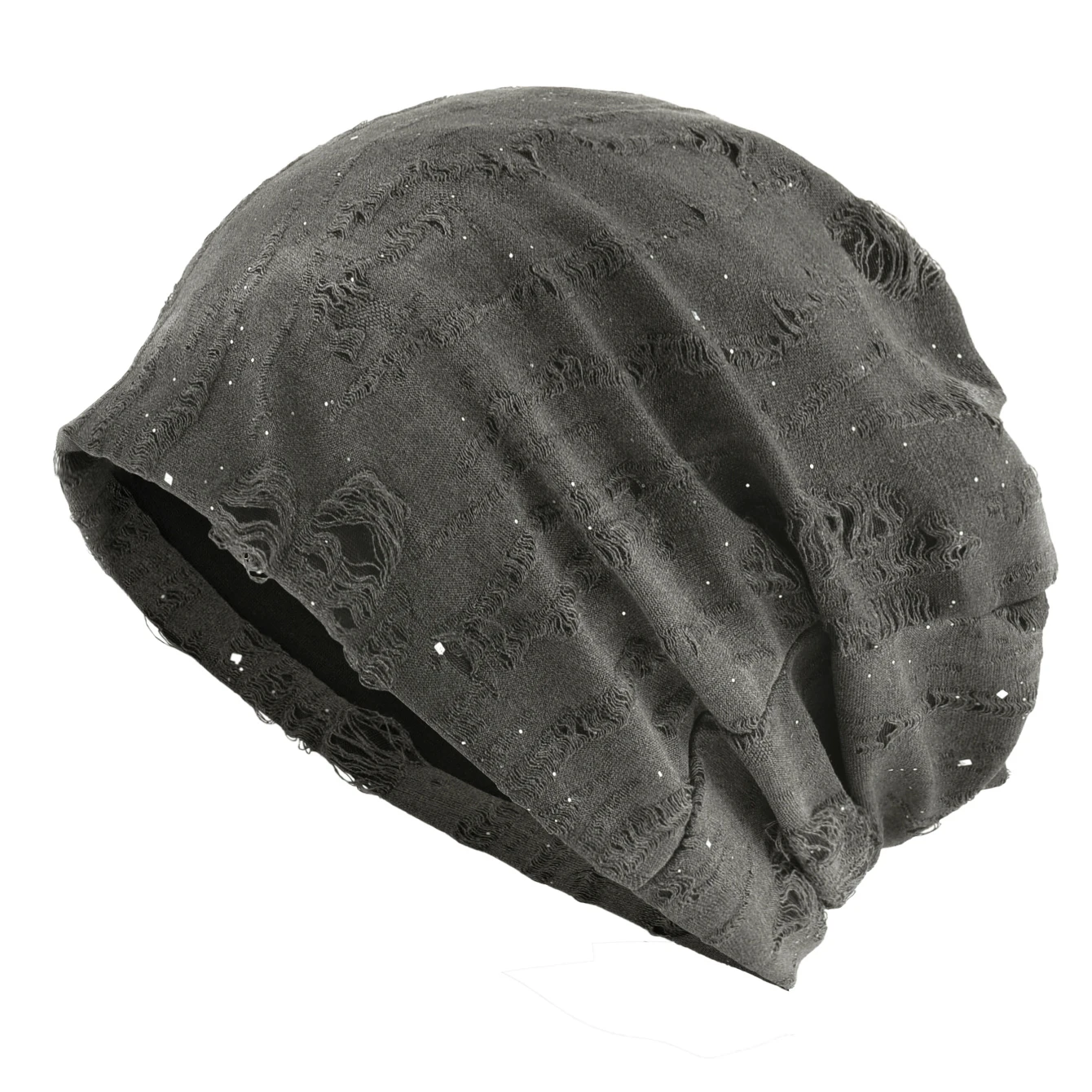 Women's Knit Beanie With Holes And Sequins Stretchy Soft Breathable Loose Slouchy Hat Street Style Spring Autumn Bonnet Hats