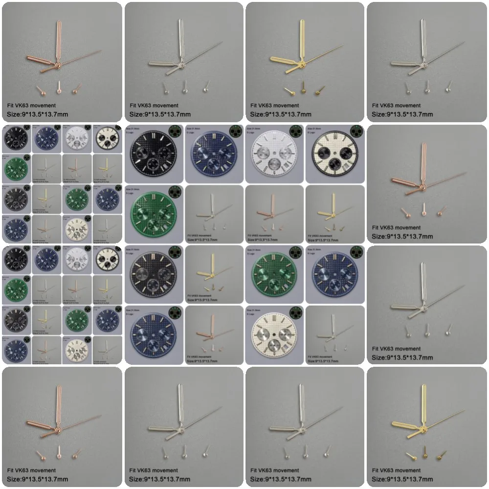 新しい 31.8 ミリメートル S ロゴダイヤル VK63 クォーツムーブメントに適したグリーン発光高品質オークダイヤル時計修正アクセサリー