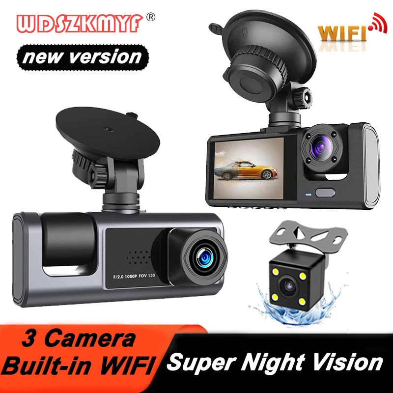 

3Channel Car DVR Car Dvr WiFi Dash Cam for Cars Camera 1080P Video Recorder Rear View Camera for Vehicle Car Accessory Black Box