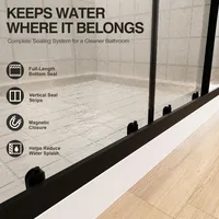 58-60" W x 72" H Four Sliding Semi-Frameless Glass Shower Door 4