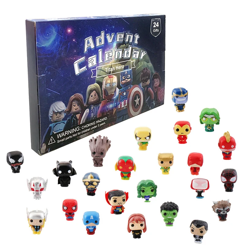 Calendario dell\'avvento Disney Funkopop Avengers Spiderman Iron Man Anime Kawaii Minifigures bambole modello bambini giocattoli di natale regali