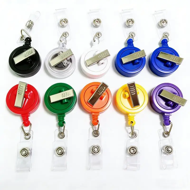 1PC Retractable Pull Badge Reel Plastic ID Lanyard Name Tag Key Ring Chain Clips Hospital Nurse Badge Holder Credential Holder
