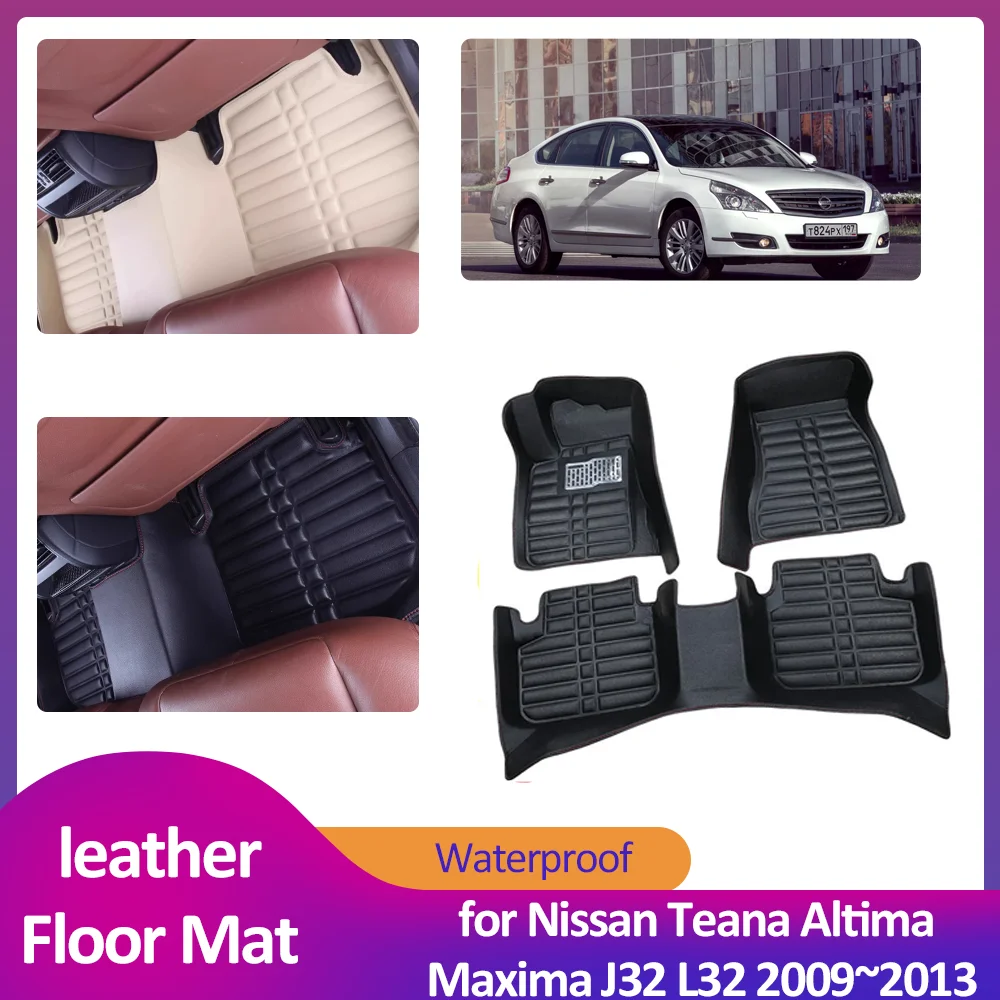 

Car Floor Mat for Nissan Teana Altima Maxima J32 L32 2009~2013 Leather Foot Inner Liner Waterproof Carpet Pad Custom Accessories