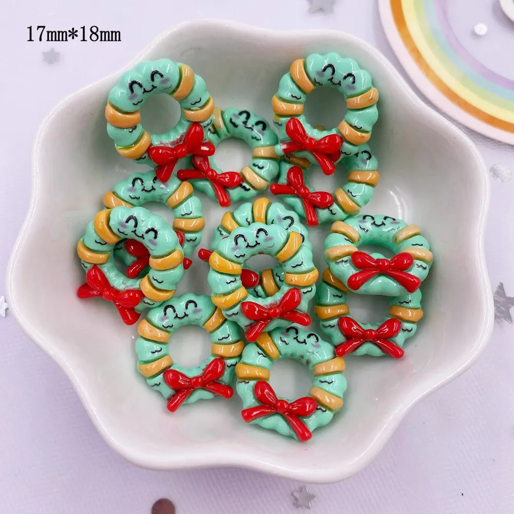 12PCS Resin Kawaii Colorful Mini Santa Trees Elk Snowman Bells Flatback Cartoon Christmas Figurine Scrapbook DIY Decor Crafts