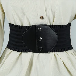 High Elastic Elastic Women's Belt Bohemian Elastic Pu Belt Women's Elastic Tight Waist Belt Jeans Dress Elastic Wide Belt