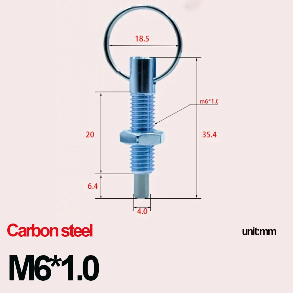 2Pcs Pull Ring Indexing Plunger Carbon Steel Self Locking Automatic Reset Spring Locating Pin M6 M8 M10 M12 M16