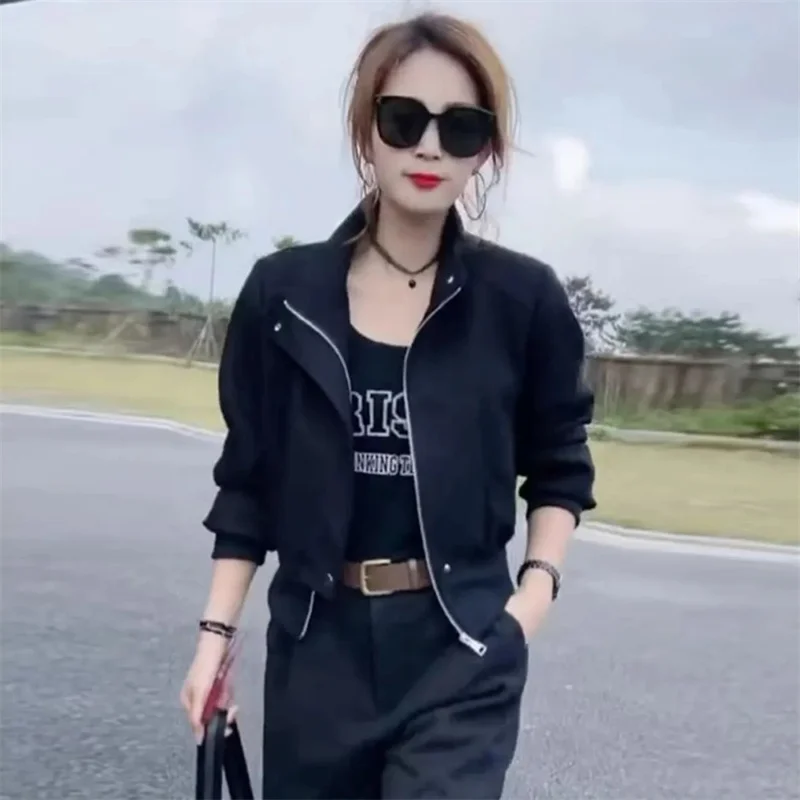 Sense Design Baseball Uniform Jacket Women\'s 2024 Spring New Coat Short Casual Joker Outerwear Explosions Overcoat Female Top