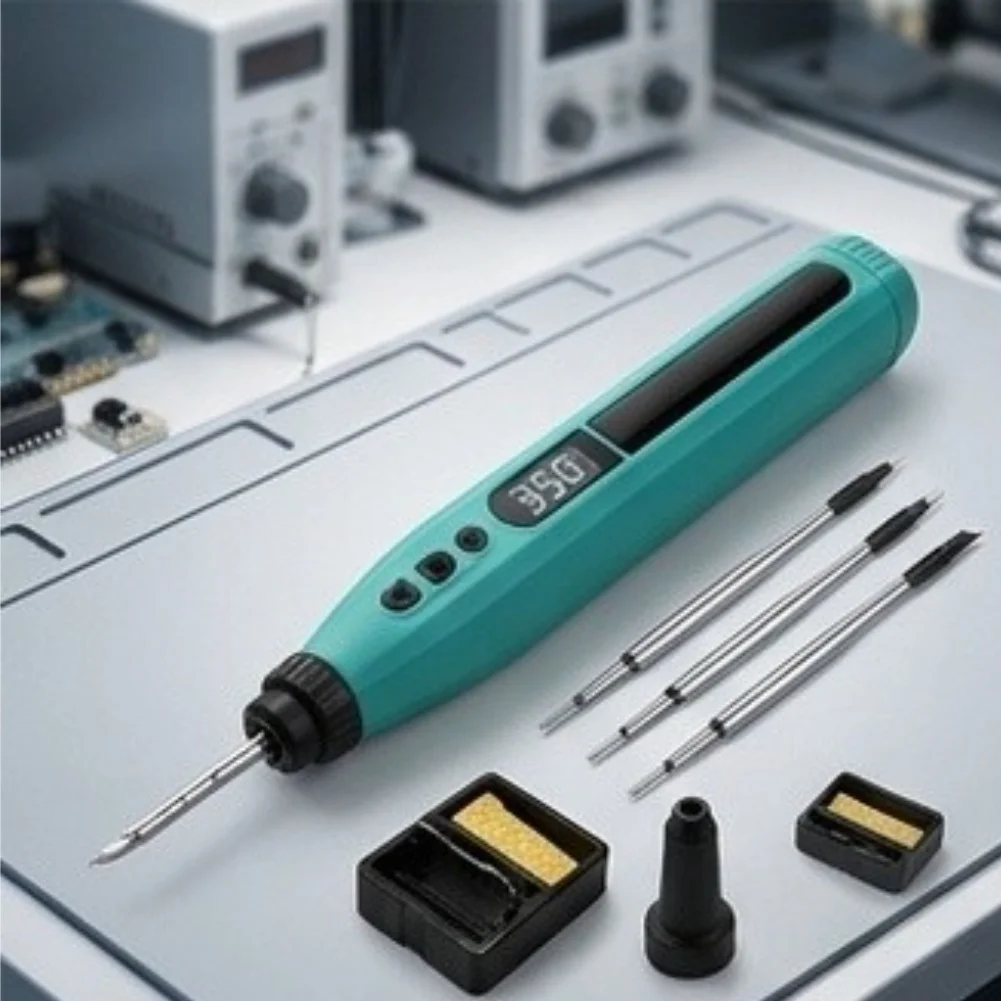 Rechargeable USB C Digital Soldering Iron With 3 Tips For Smart Temperature Control 180-480C LED Display For Electronics Repair