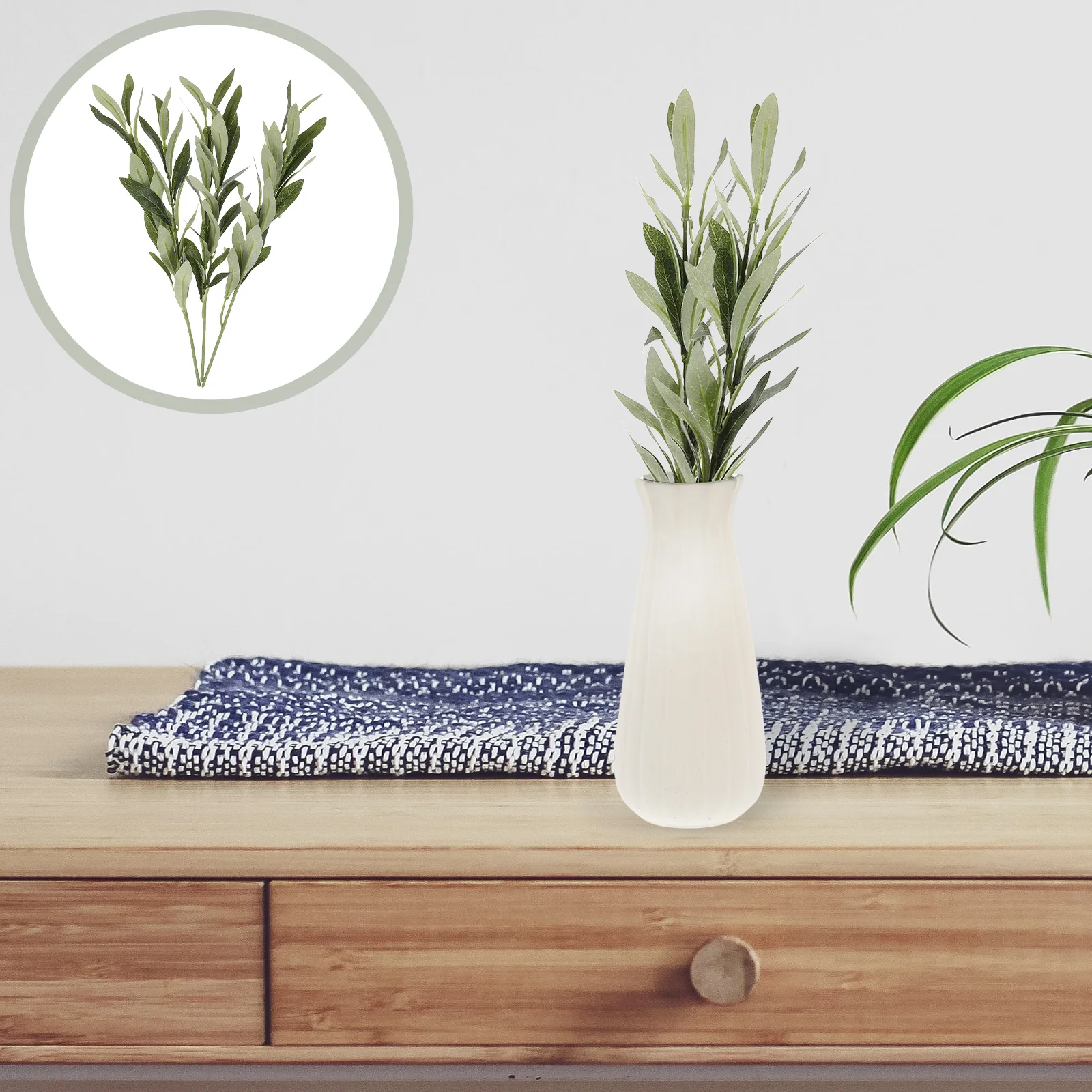 

3 Pcs Faux Olive Branch Artificial Olive Branches Ornament Fake Flower Arrangement Cloth Iron Wire Plastic Artificial Stems