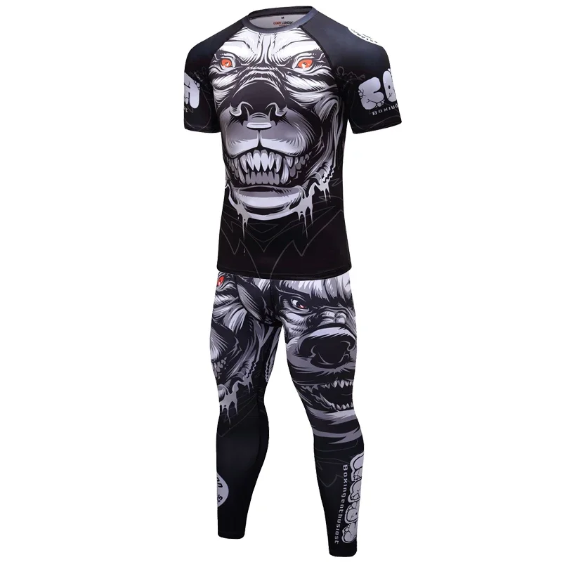 Homens mma kickboxing agasalho camisa de compressão calças shorts de boxe conjunto bjj rashguard ginásio roupas de fitness ternos esportivos