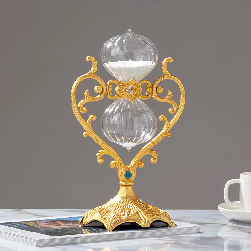 Nordic Vintage Refreshing Style Glass Hourglass Timer 30/60 Minutes Creative Zinc Alloy Craftwork Home Decor Accessory Gifts
