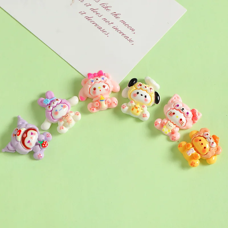 18/20PCS Cute Cartoon Animals Cream Gel DIY Handmade Phone Case Hair Clip Hole Shoes Key Chain Resin Small Accessories view 3