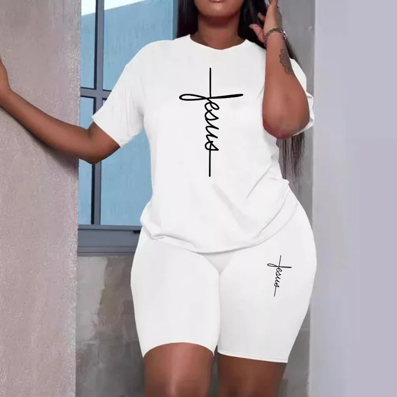 Quality Womens Tracksuit Printing Casual Shorts Set Outdoor Sports Jogging Woman Clothing Summer Daily Fashion T-shirt Outfits