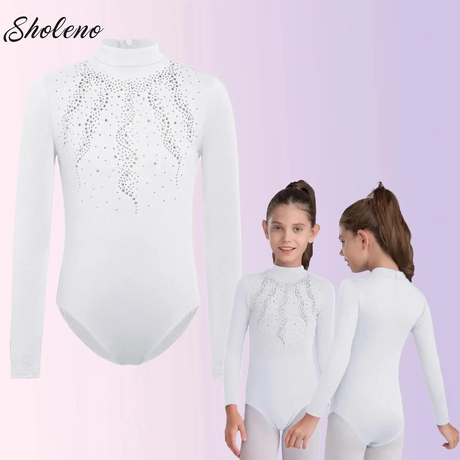 

Girls Ballet Leotards Thin Fleece Lined Warm Ballet Underwear Child Kid Gymnastic Dance Leotard Shiny Rhinestone Ballet Bodysuit