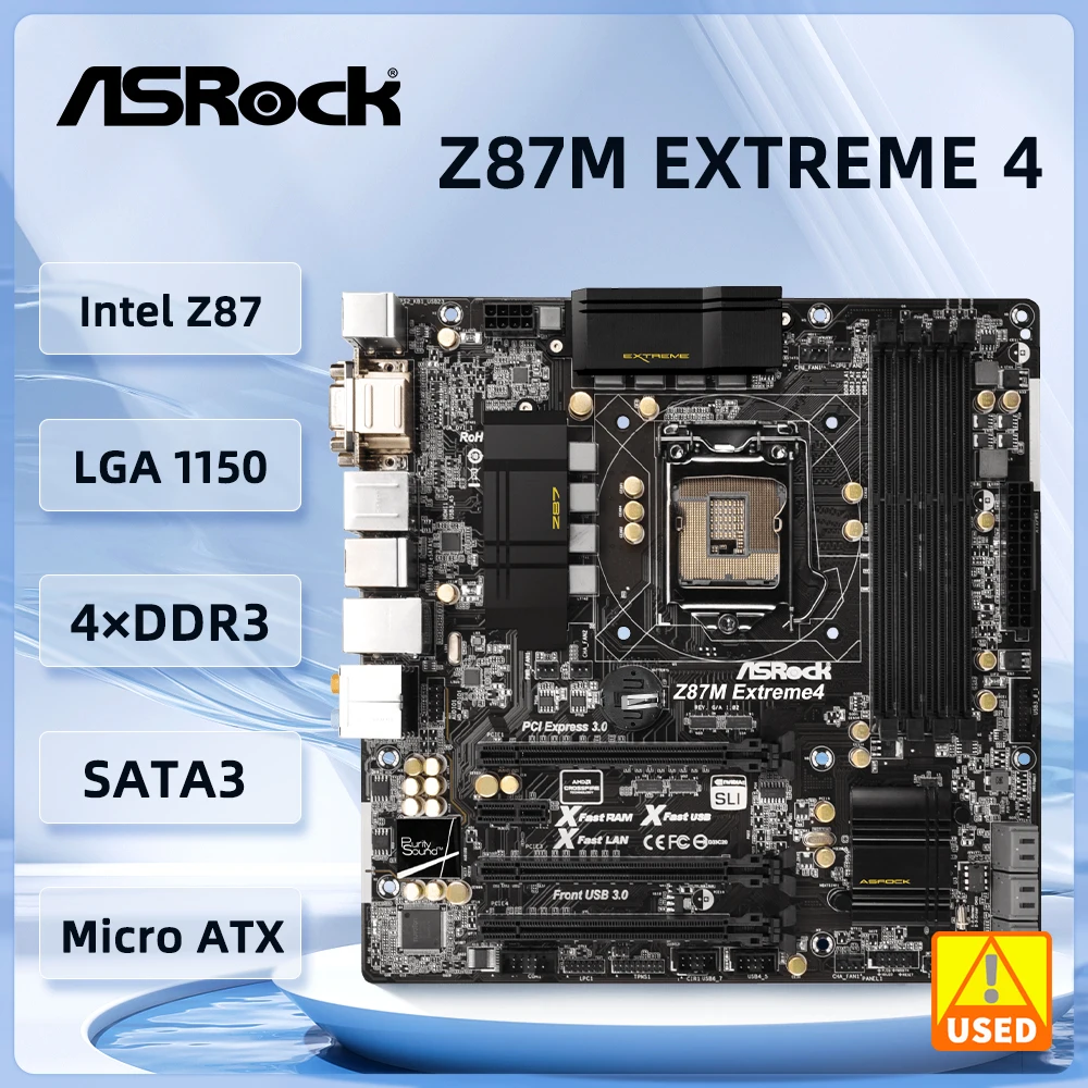 

ASRock Z87M Extreme 4 Motherboard LGA 1150 Intel Z87 DDR3 32GB support i7-4790 4770 4590 4370 4130 G3450 cpu Micro ATX