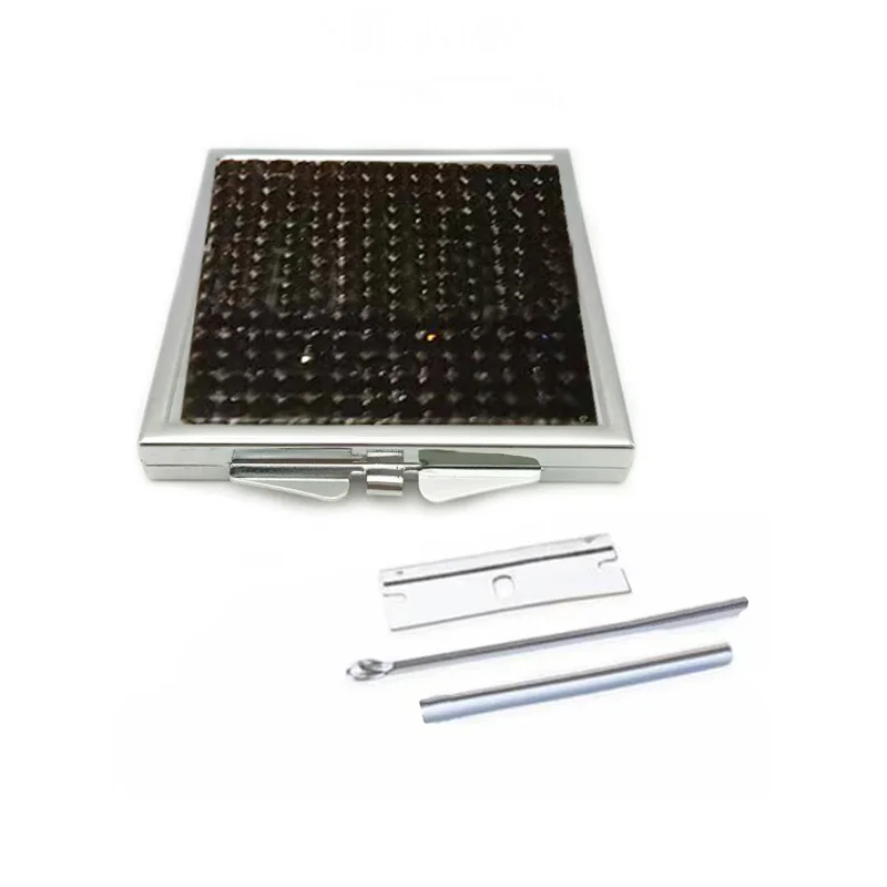 4 قطعة مجموعة ملحقات التدخين المحمولة صندوق السجائر مع شفرة قطع مرآة على الوجهين مجموعة تخزين السفر الفاخرة #1