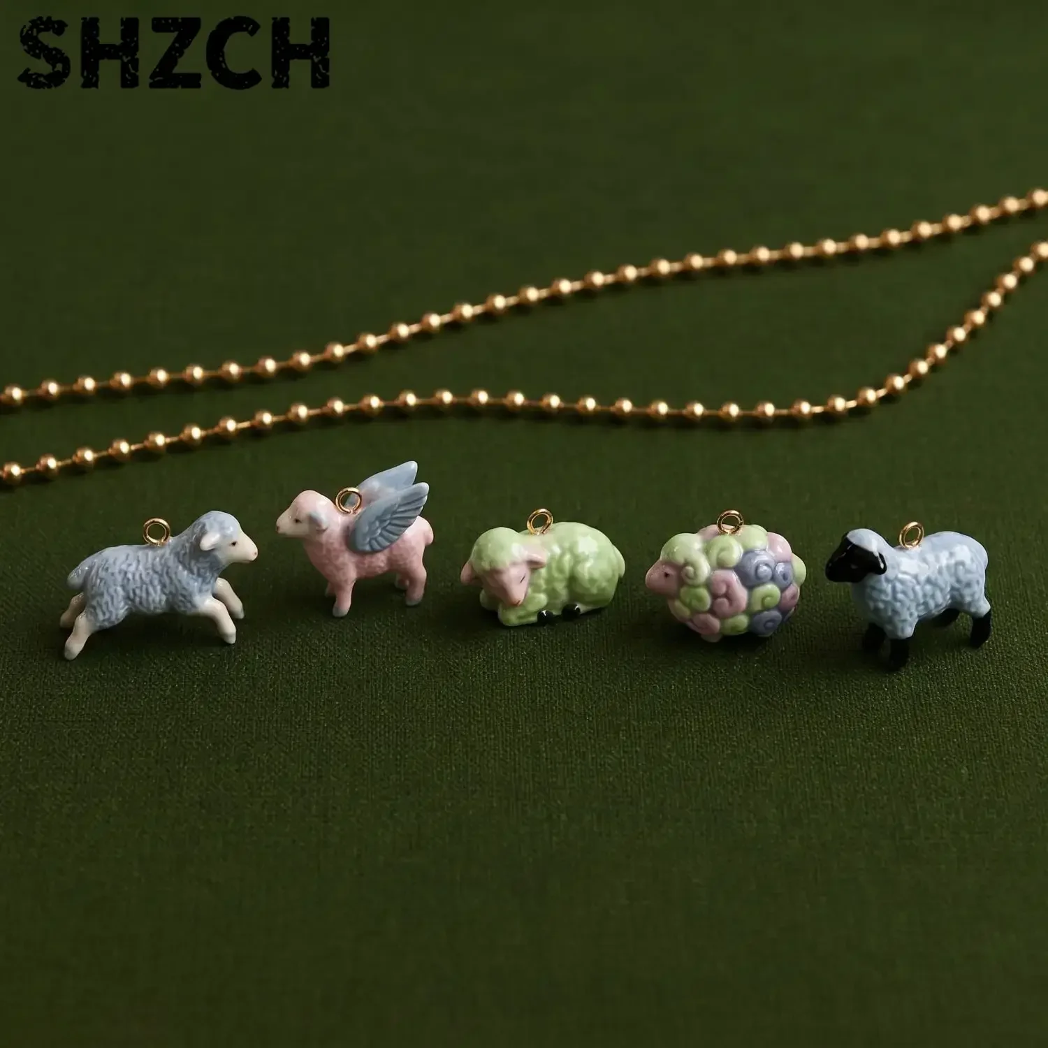 6Pcs Cute Animal Cartoon Sheep Enamel Pendants Charms DIY Handmade Necklace Bracelet Jewelry Making Accessories