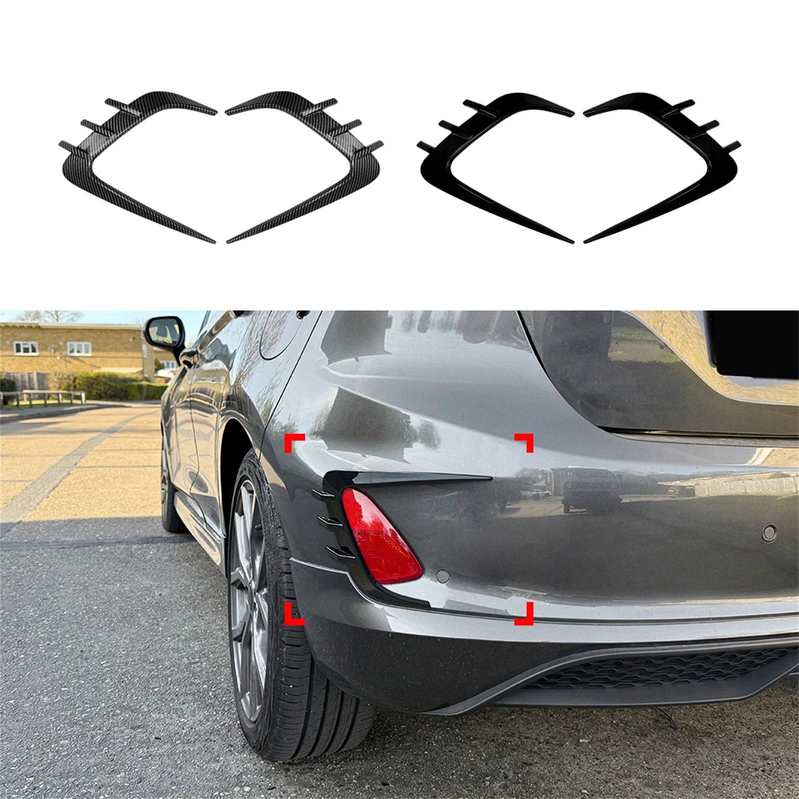 Alerón lateral trasero Exterior, divisor Canard de aire para Ford Fiesta MK8 MK8.5 ST Line, versión estándar 2018-2024