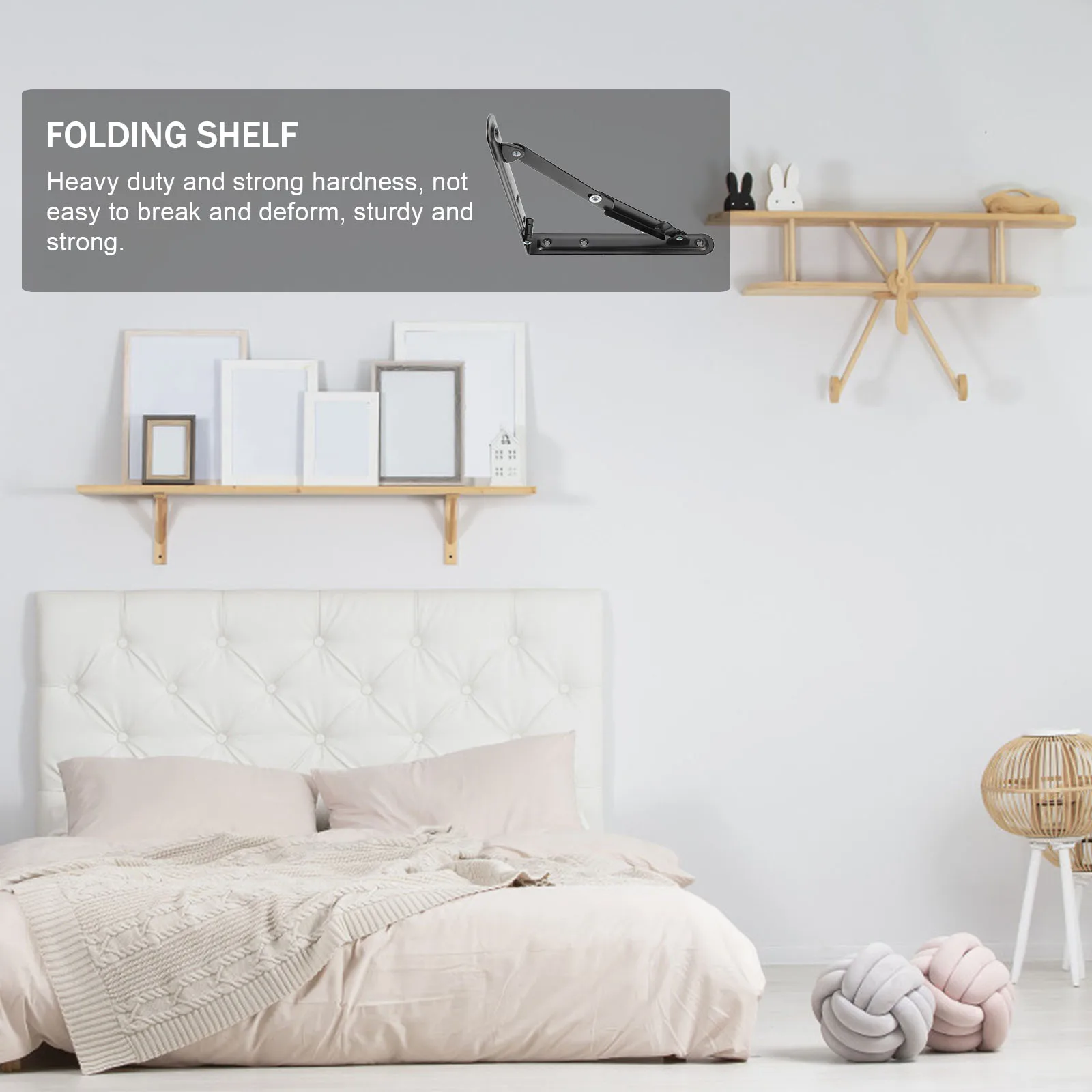 

2pcs Folding Shelf Brackets Heavy Duty Iron Wall Support Hinge Sturdy Collapsible Brackets For Garage Workbench Reading Desk