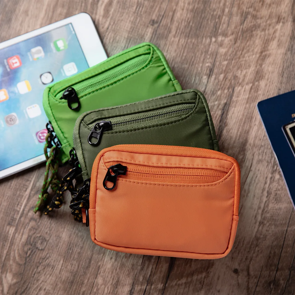 

Nylon multi-functional coin pocket waterproof coin purse, mini lanyard wallet, large-capacity multi-slot coin purse