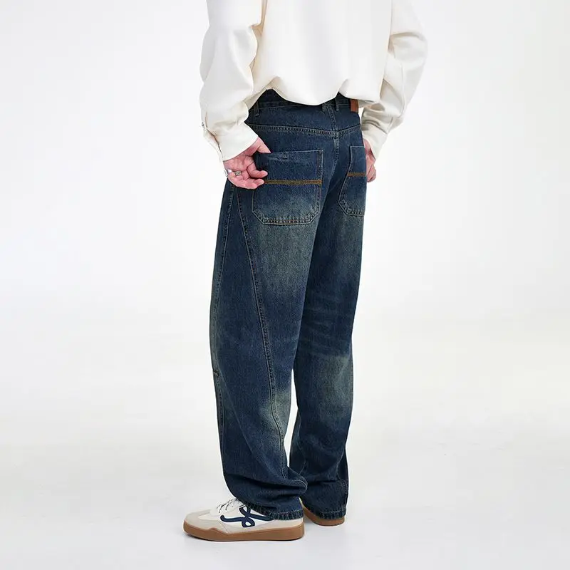 

Men's Straight Jeans 2025 Autumn Winter New Thick Denim Trousers Casual Loose Outdoor Wide-leg Jeans Fashion Wide Leg Y2K Pants