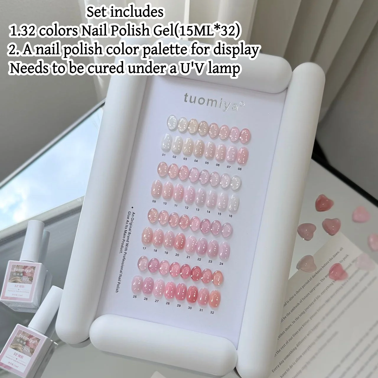 32-Color Nude Nail Art Gel Set, Transparent Series,  Includes Color Chart ,UV nail gel, DIY nail art accessories, salon nail kit