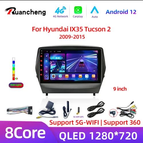 2 Din Android 12 4G Radio de coche reproductor de vídeo Multimidia navegación GPS para ix35 Hyundai Tucson 2 LM IX35 2009-2015 2din dvd