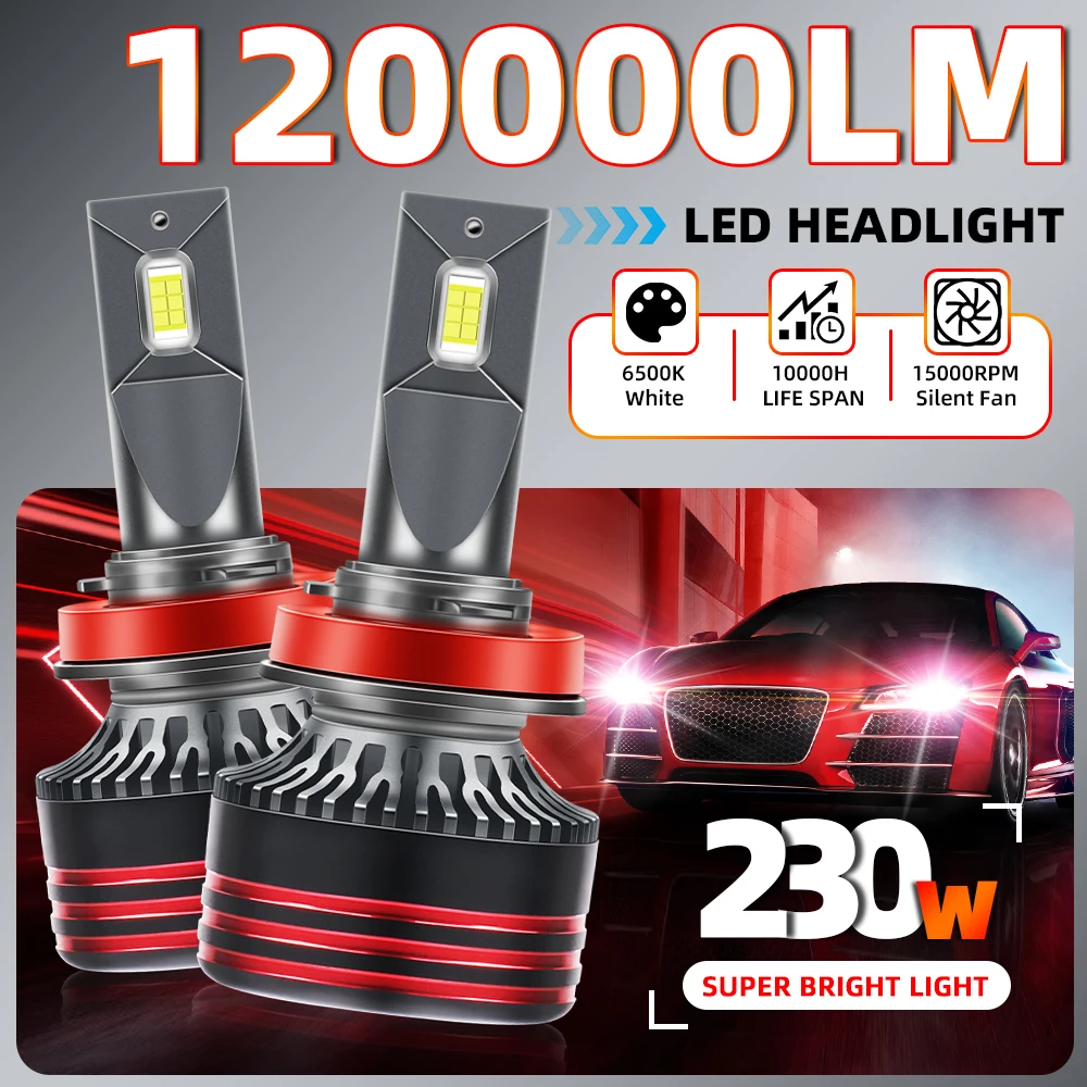 

2Pcs H11 Canbus LED Headlight Bulbs 9005/HB3 9006/HB4 H1 H4 H7 H13 9004 9007 6500K White Plug And Play Auto Light Bulb 12V 24V